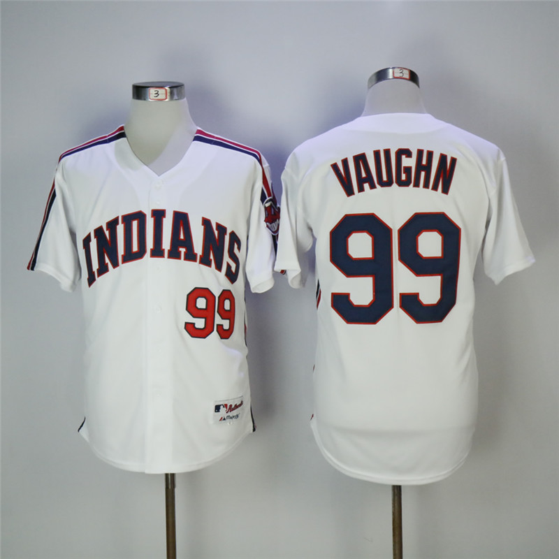 Men's Cleveland Indians #99 Ricky Vaughn White Cooperstown Collection Stitched MLB Jersey